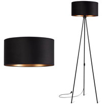 Lampa stojąca podłogowa TRÓJNÓG METALOWY ABAŻUR WELUR czarny złoty