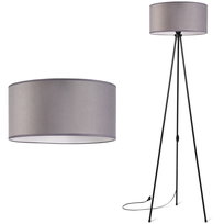 Lampa stojąca podłogowa TRÓJNÓG METALOWY ABAŻUR WELUR szary