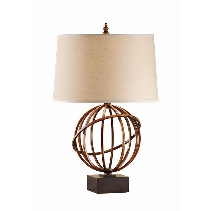 Lampa stołowa FEISS Spencer, brązowo-kremowa, 1x60W, 58x39 cm