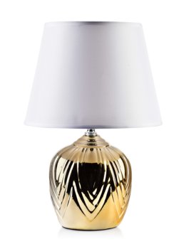 Lampa stołowa lampka nocna LETI GOLD 8x14xh32,5 cm biało-złota - Mondex