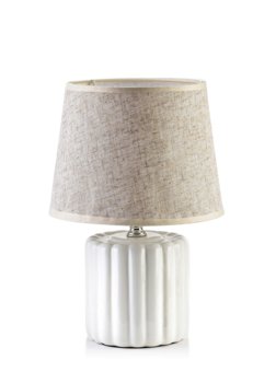 Lampa stołowa lampka nocna LETI WHITE 10,5x10,5xh26,5 cm beżowo-biała - Mondex