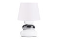 Lampa stołowa SALU srebrny/biały, Ø18 h24, ceramika/tkanina  - Konsimo