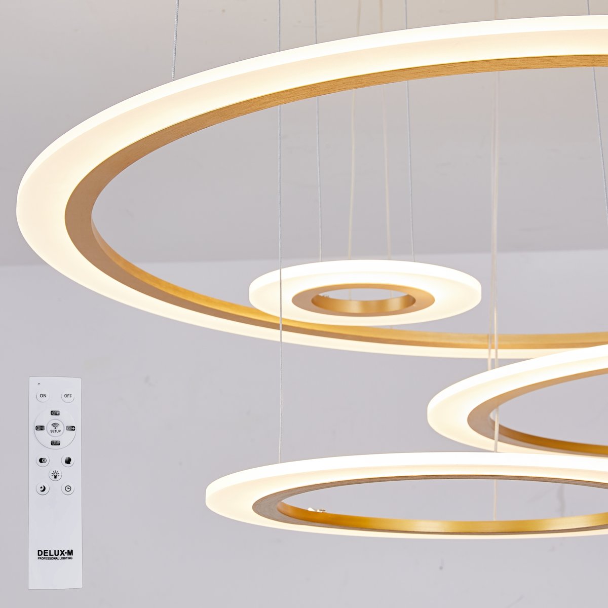 Lampa Sufitowa 4 Ringi Salon Wisząca Żyrandol Led Pilot 56w 20 40 60 80cm Confortime Sklep