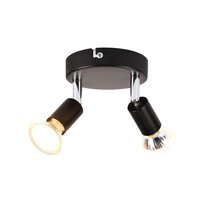 Lampa sufitowa LED NETTLIFE GU10 - 2 nowoczesne okrągłe reflektory sufitowe Reflektory sufitowe 350° do kuchni Przedpokój Sypialnia Pokój dzienny - Bez żarówki Czarny