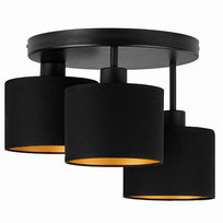Lampa sufitowa OKRĄGŁA PLAFON LOFT mini ABAŻUR czarny złoty