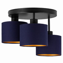 Lampa sufitowa OKRĄGŁA PLAFON LOFT mini ABAŻUR granatowy złoty