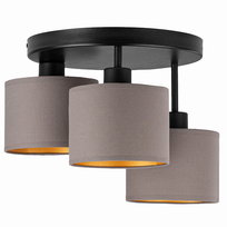 Lampa sufitowa OKRĄGŁA PLAFON LOFT mini ABAŻUR szary złoty