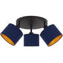 Lampa sufitowa okrągła PLAFON Z PRZEGUBAMI LOFT ABAŻUR granatowy złoty