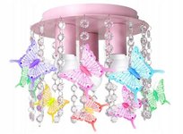 Lampa sufitowa plafon Ewilight 3x E27 różowa motylki kryształki