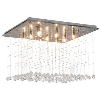 Lampa sufitowa VIDAXL z kryształkami i koralikami, srebrna, 9x G9, 40x60x60 cm - vidaXL