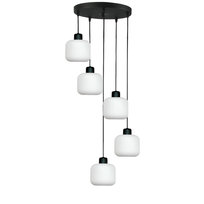 LAMPA SUFITOWA WISZĄCA CZARNA KLOSZ SZKLANY BIAŁY BEKA BIANCO 14-960