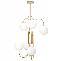 Lampa Sufitowa Wisząca Szklana Kula Biała Złota Toolight