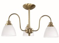 Lampa Sufitowa Wisząca Żyrandol Biały Klosz do Salonu Złota Led 3xe27 Posejdon 7-612