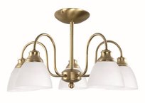 Lampa Sufitowa Wisząca Żyrandol do Kuchni Złota Biały Klosz Led 5xe27 Posejdon 7-610