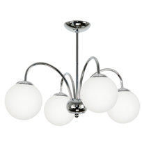 Lampa Sufitowa Wisząca Żyrandol Kule Białe Chrom do Sypialni Led 4xe14 Dorin 7-261
