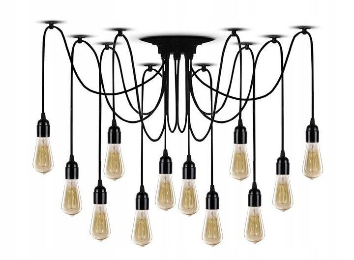 Zdjęcia - Żyrandol / lampa Lampa Sufitowa Wisząca Żyrandol Pająk 12 E27 Black