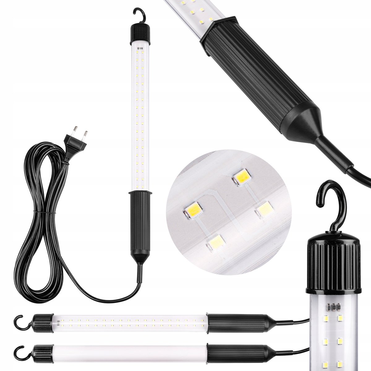 LAMPA WARSZTATOWA świetlówka 230V 4W Z PRZEWODEM HAK NA KABLU 5M LATARKA