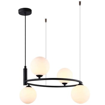 LAMPA wisząca AMILY MDM-3974/4 BK Italux metalowa OPRAWA okrągły ZWIS szklane kule balls czarny biały - ITALUX