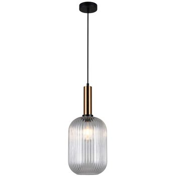 LAMPA wisząca ANTIOLA PND-5588-1L-BRO+CL Italux plisowana OPRAWA loftowy zwis mosiężny przezroczysty - ITALUX