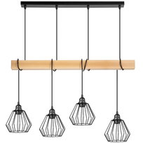 Lampa wisząca BELKA DREWNIANA buk 4x BRYLANT DIAMENT LOFT czarna