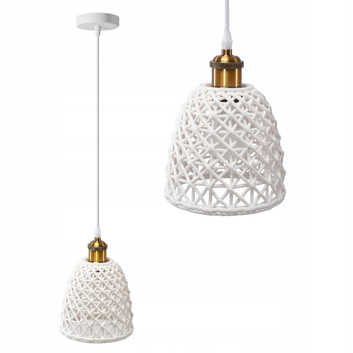 Zdjęcia - Żyrandol / lampa Lampa Wisząca Biała Ażurowa White Ceramiczna E27