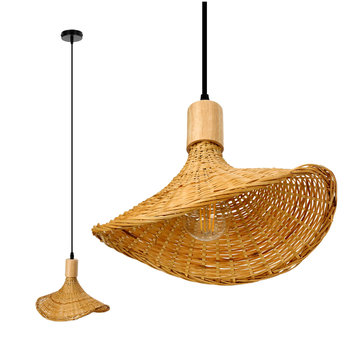 Lampa wisząca BIMINI boho klosz 33cm pleciony Naturalna SUFITOWA E27 Bambus - Kobi