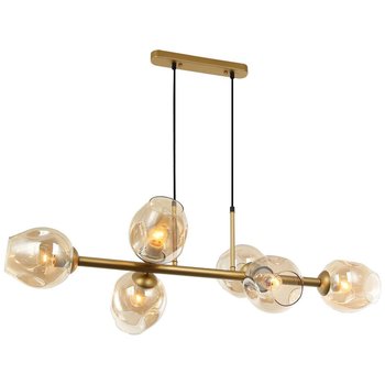 LAMPA wisząca BORGO PND-30843-6 GD+AMB Italux modernistyczna OPRAWA szklany ZWIS molekuły chemistry złote bursztynowe - ITALUX