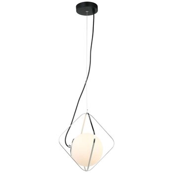 LAMPA wisząca CANTO PEN-5696-1-BKCR Italux szklana OPRAWA kula ZWIS ball klatka chrom czarna biała - ITALUX