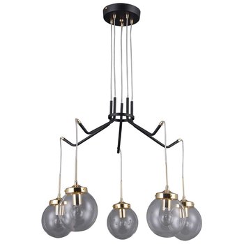 LAMPA wisząca DOMENICO PNPL-43232-5A Italux industrialna OPRAWA ZWIS pająk spider szklane kule balls czarny złoty przezroczysty - ITALUX