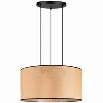 Lampa wisząca DUŻA RUSTYKALNA ABAŻUR XL 60cm JUTA beżowy czarny