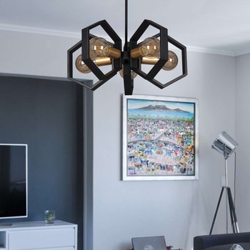 LAMPA wisząca K-4724 Kaja metalowa OPRAWA sufitowa oktagon modernistyczna czarna złota - KAJA