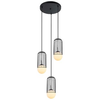 LAMPA wisząca MATTY MDM-3939/3 BK Italux druciana OPRAWA metalowa ZWIS szklane kule balls KASKADA klatki loft czarne - ITALUX