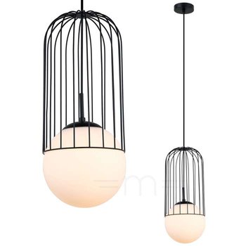 LAMPA wisząca MATTY MDM-3940/1 BK Italux druciana OPRAWA metalowa ZWIS szklana kula ball klatka loft czarna - ITALUX