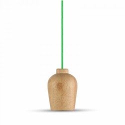 Lampa wisząca okrągła drewno zielony E27 Wooden Holder-Green Wire VT-7778-GN 3725 V-TAC - V-TAC