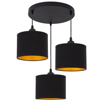 Lampa wisząca OKRĄGŁA LOFT mini ABAŻUR czarny złoty