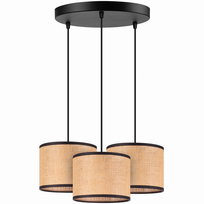 Lampa wisząca okrągła RUSTYKALNA mini ABAŻUR JUTA beżowy czarny