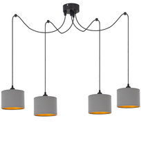 Lampa wisząca PAJĄK LOFT mini ABAŻUR szary złoty