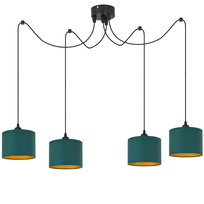 Lampa wisząca PAJĄK LOFT mini ABAŻUR zielony złoty