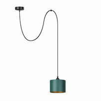 Lampa wisząca PAJĄK POJEDYNCZY LOFT mini ABAŻUR zielony złoty