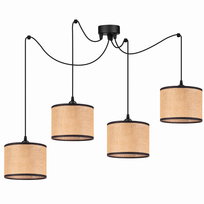 Lampa wisząca pająk RUSTYKALNA mini ABAŻUR JUTA beżowy czarny