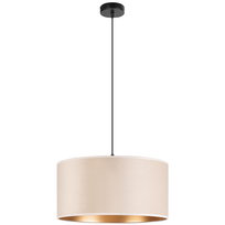 Lampa wisząca POJEDYNCZA LOFT maxi ABAŻUR WELUR beżowy złoty