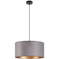 Lampa wisząca POJEDYNCZA LOFT maxi ABAŻUR WELUR szary złoty