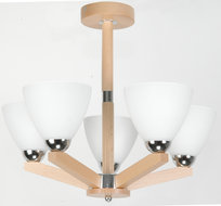 Lampa Wisząca Sufitowa Drewniana Żyrandol Retro do Salonu Vintage 5xe27 Baron Sosna 10-380