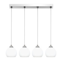 Lampa Wisząca Sufitowa Led 4xe27 Chrom Nowoczesna Listwa z Białymi Kloszami Moka Silver 13-671