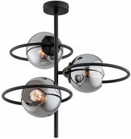 Lampa Wisząca Sufitowa Obręcz Ring Szklana Kula Grafit Saturn