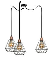 Lampa Wisząca Sufitowa Pająk Zwis do Przedpokoju Druciane Klosze Loft 3xe27 Salen 14-572