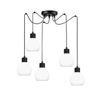 Lampa Wisząca Sufitowa Pająk Zwis Loft do Salonu Białe Kule Industrialna 5xe27 Moka 14-120