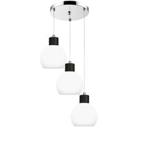 Lampa Wisząca Sufitowa Zwis Kaskada Białe Kule Nad Stół Chrom Led 3xe27 Moka 14-132