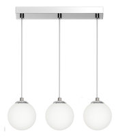 Lampa Wisząca Sufitowa Zwis Listwa Białe Kule Glamour Nad Stół Chrom 3xe14 Pelote 14-392