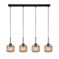Lampa Wisząca Sufitowa Zwis Listwa Nad Stół Loft Klosz Bursztynowy 4xe27 Beka Amber 15-011